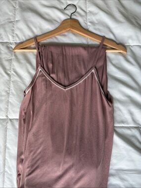 Nicole Miller Mauve Ribbed Matching Pajamas Set with Contrast Trim